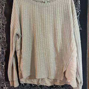 Umgee Cream Ribbed Crew Neck Sweater